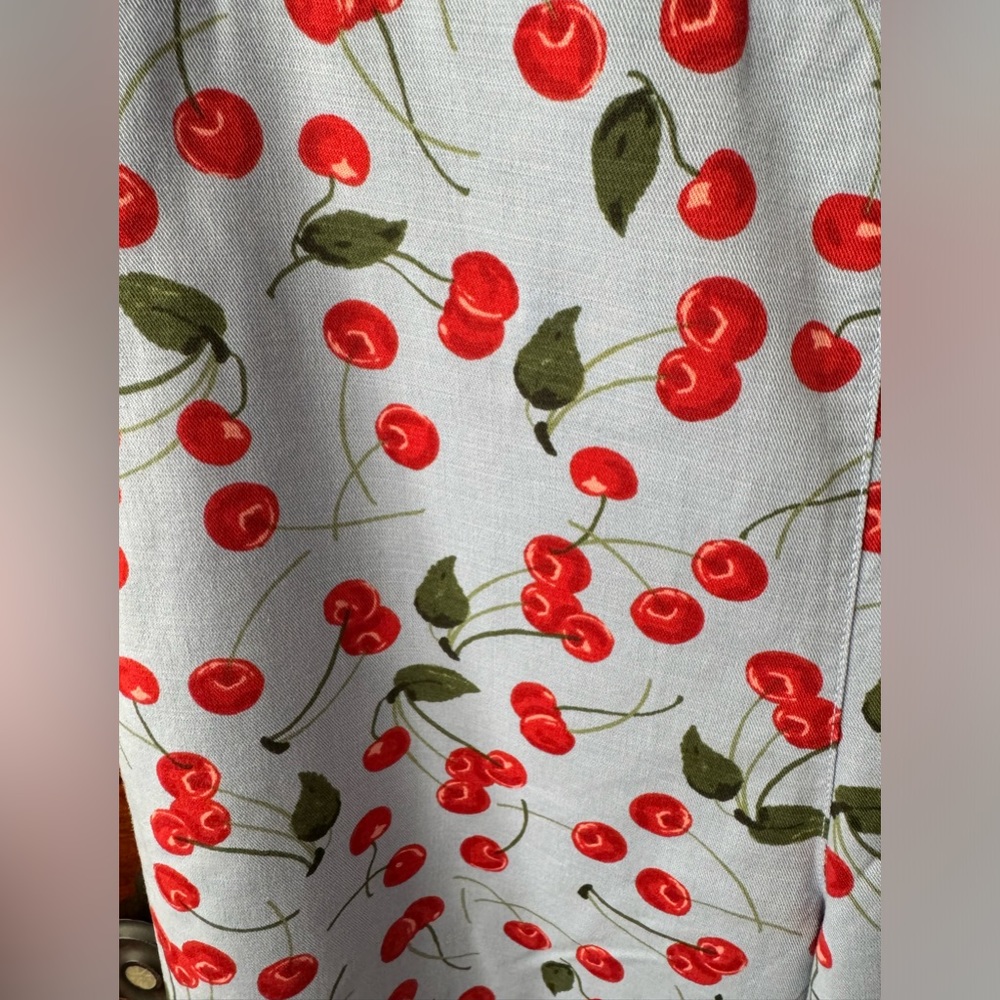 Anthropologie Maeve Wide Leg Cherry Print Pants - Size 8 - Picture 7 of 8